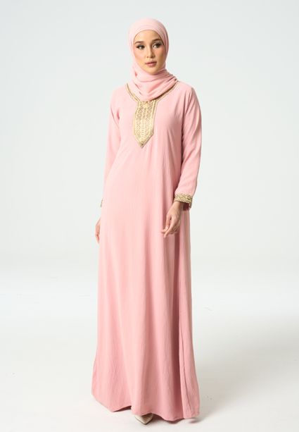 Lara Jubah Dusty Pink 