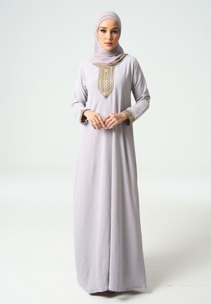 Lara Jubah Light Grey 