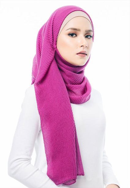 Pleated Wide Shawl Violet